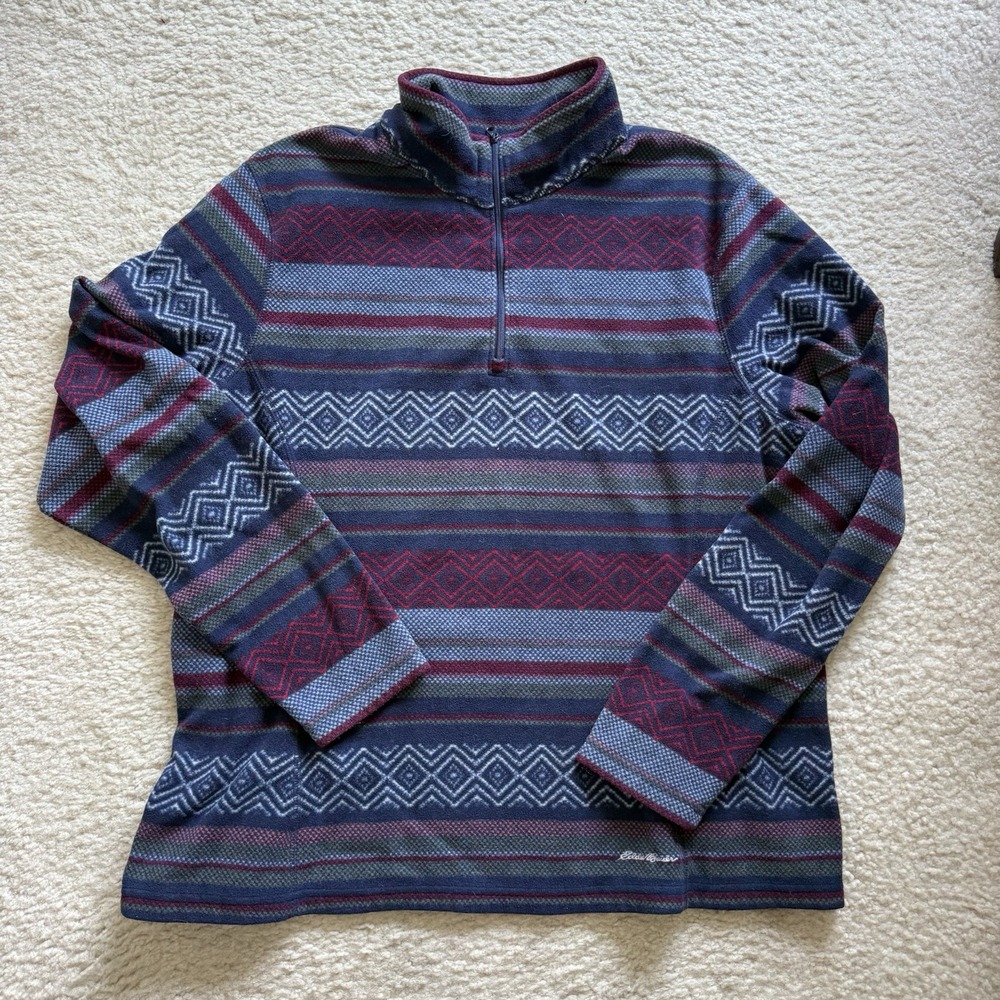Eddie Bauer Women's XL Nordic Polar Fleece Quarter Zip Pullover Southwestern